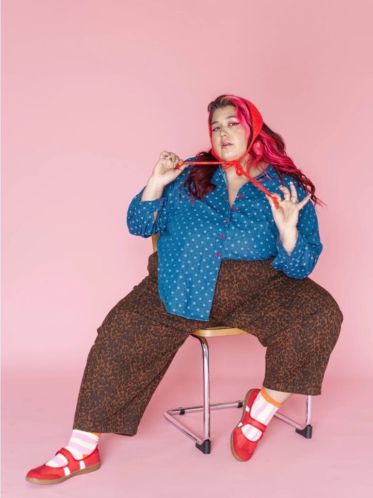 Nettle Studios Polka Dot Denim Svls Top